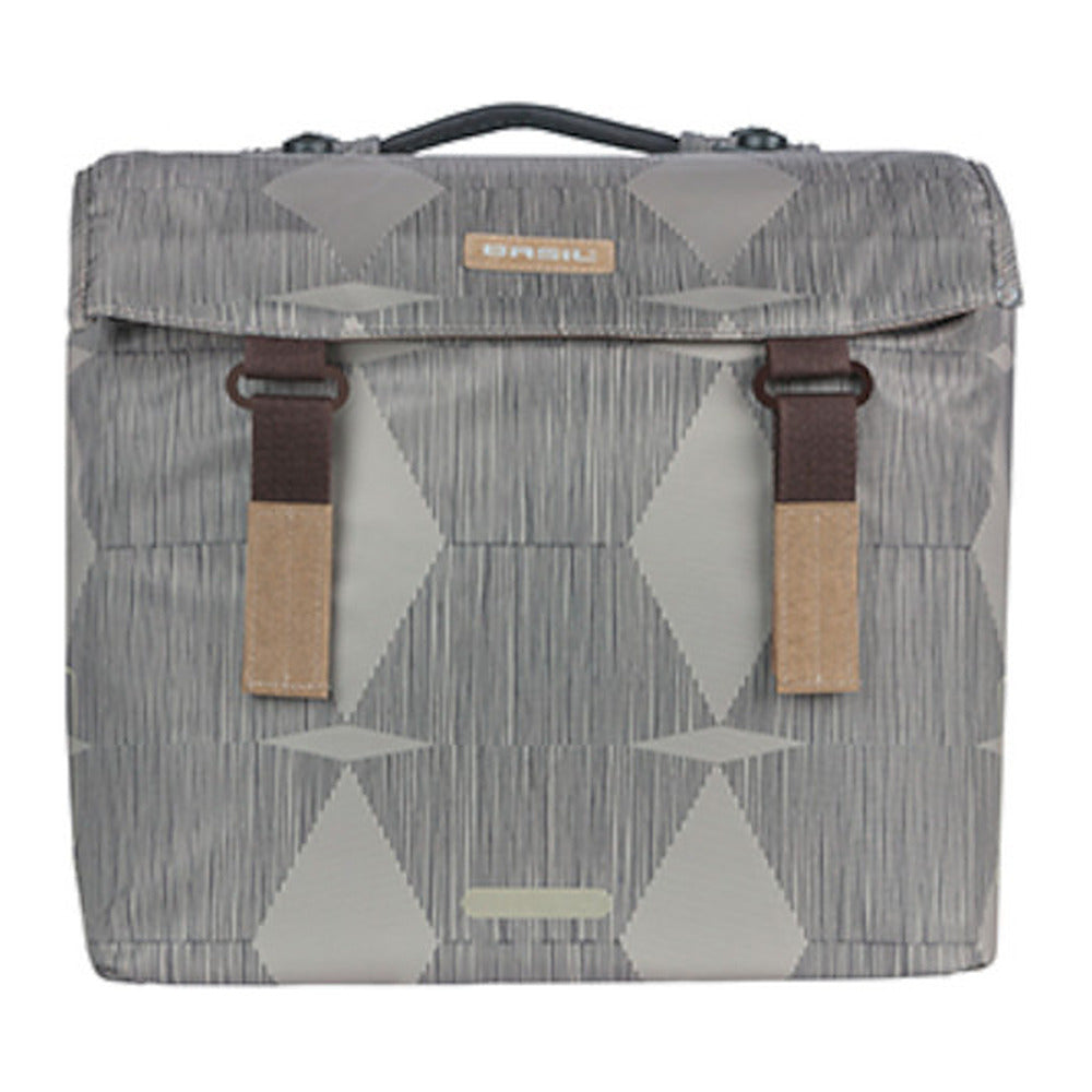 Sacoche double vélo Basil Elegance MIK 40 L coloris Chateau Taupe – une sacoche vue de face