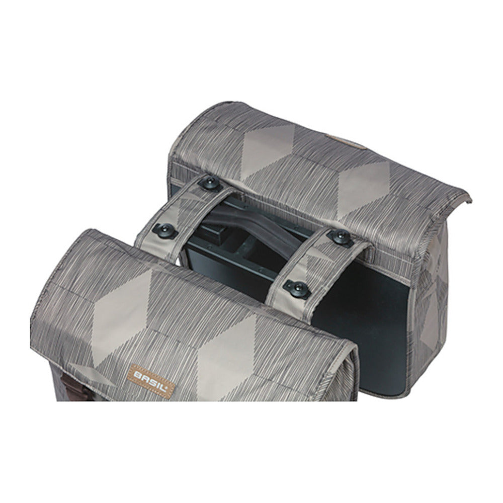 Sacoche double vélo Basil Elegance MIK 40 L coloris Chateau Taupe – plaque de fixation MIK