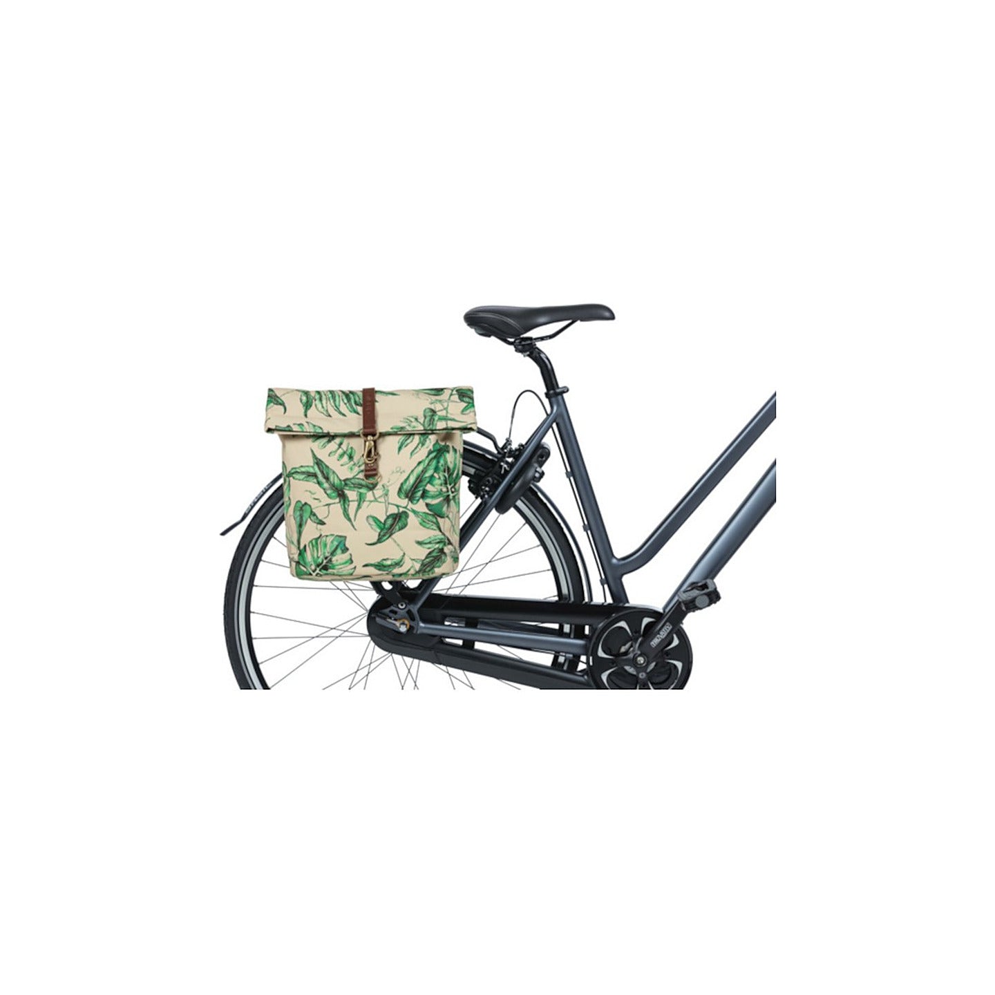 Sacoche double Basil Ever-Green montee sur un velo