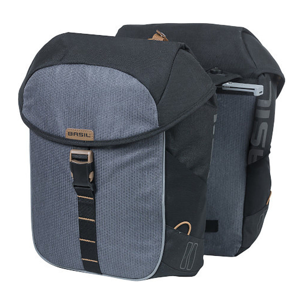 Sacoche double vélo Basil Miles MIK 34 L coloris Black Slate – la paire fermee