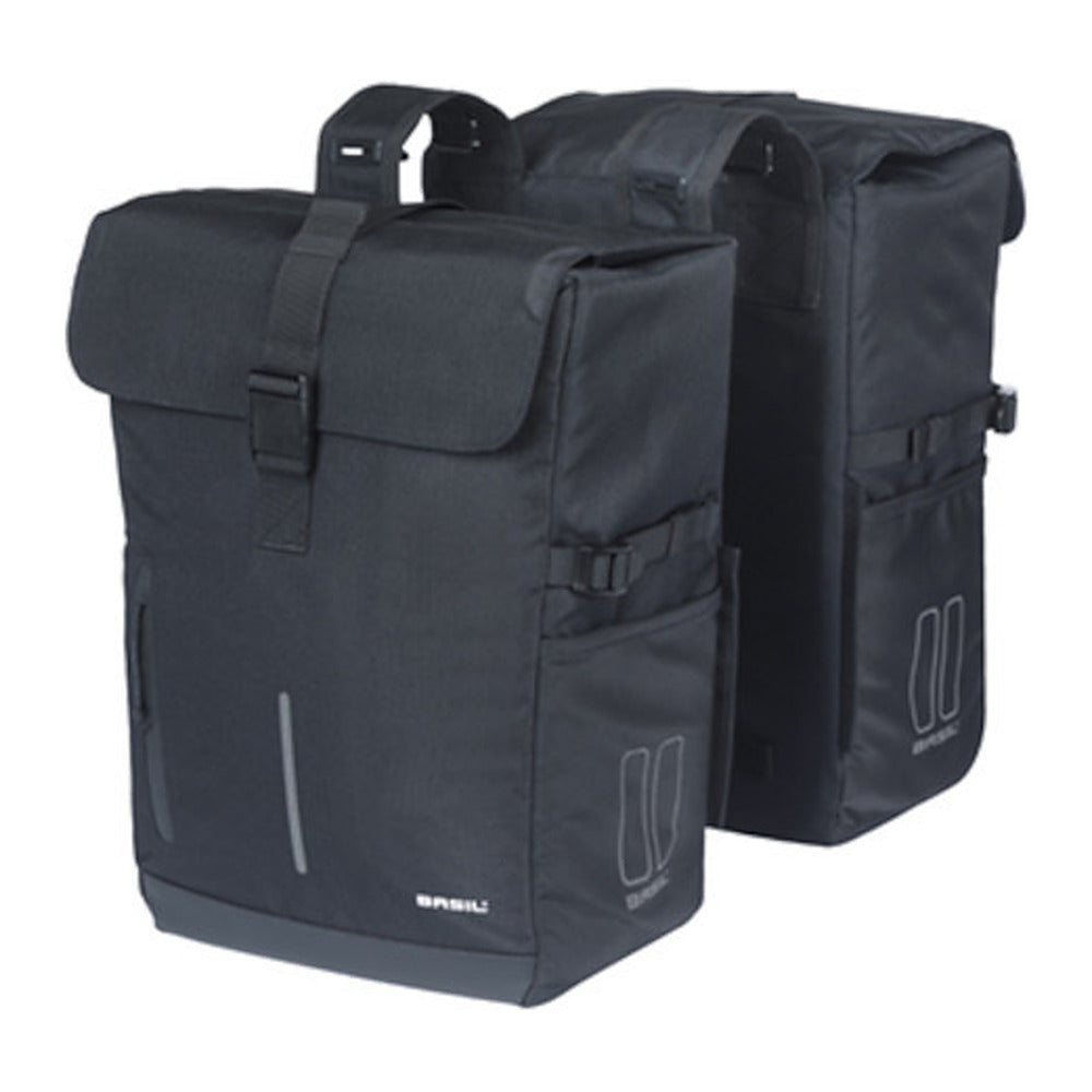 Sacoche double vélo Basil Move Universal Bridge 30 L coloris Noir – la paire montee
