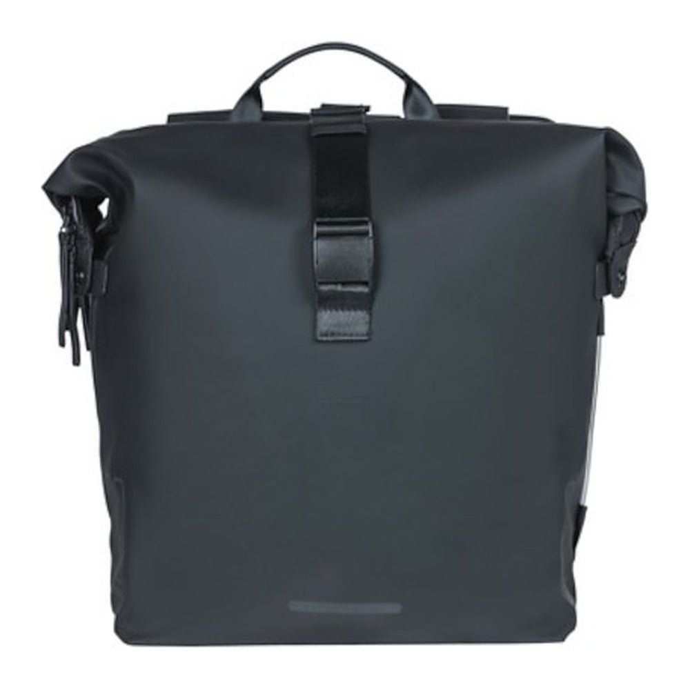 Sacoche double vélo Basil SoHo Nordlicht 41 L coloris Noir nuit – une sacoche vue de face