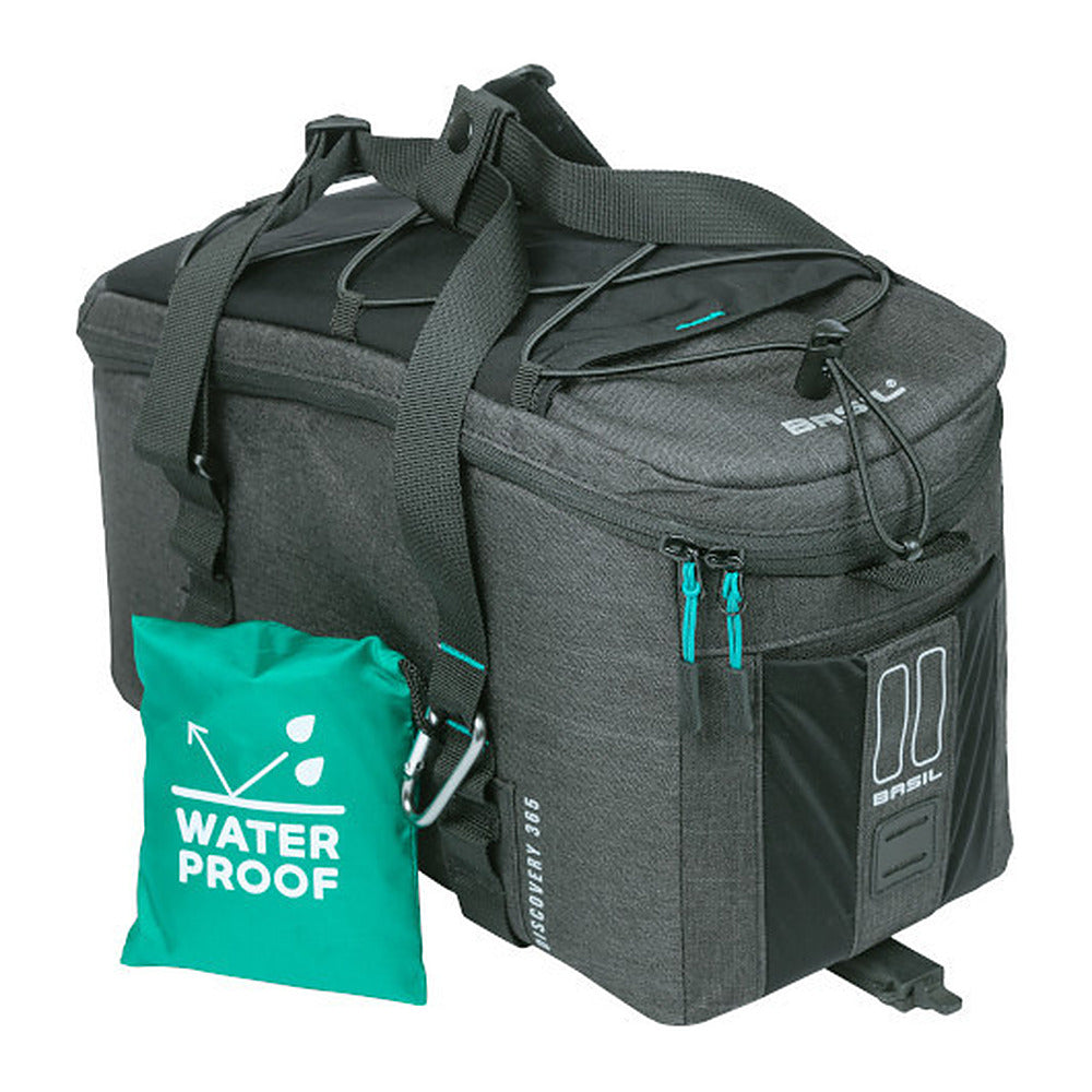Sacoche porte-bagages vélo Basil Discovery 365D M MIK 9 L coloris Noir – poche de rangement de la housse de pluie