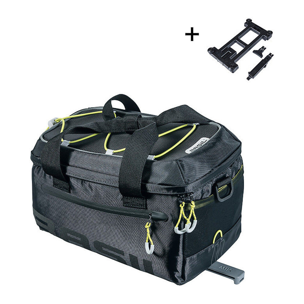 Sacoche porte-bagages vélo Basil Miles MIK 7 L coloris Black Lime – vue trois quarts