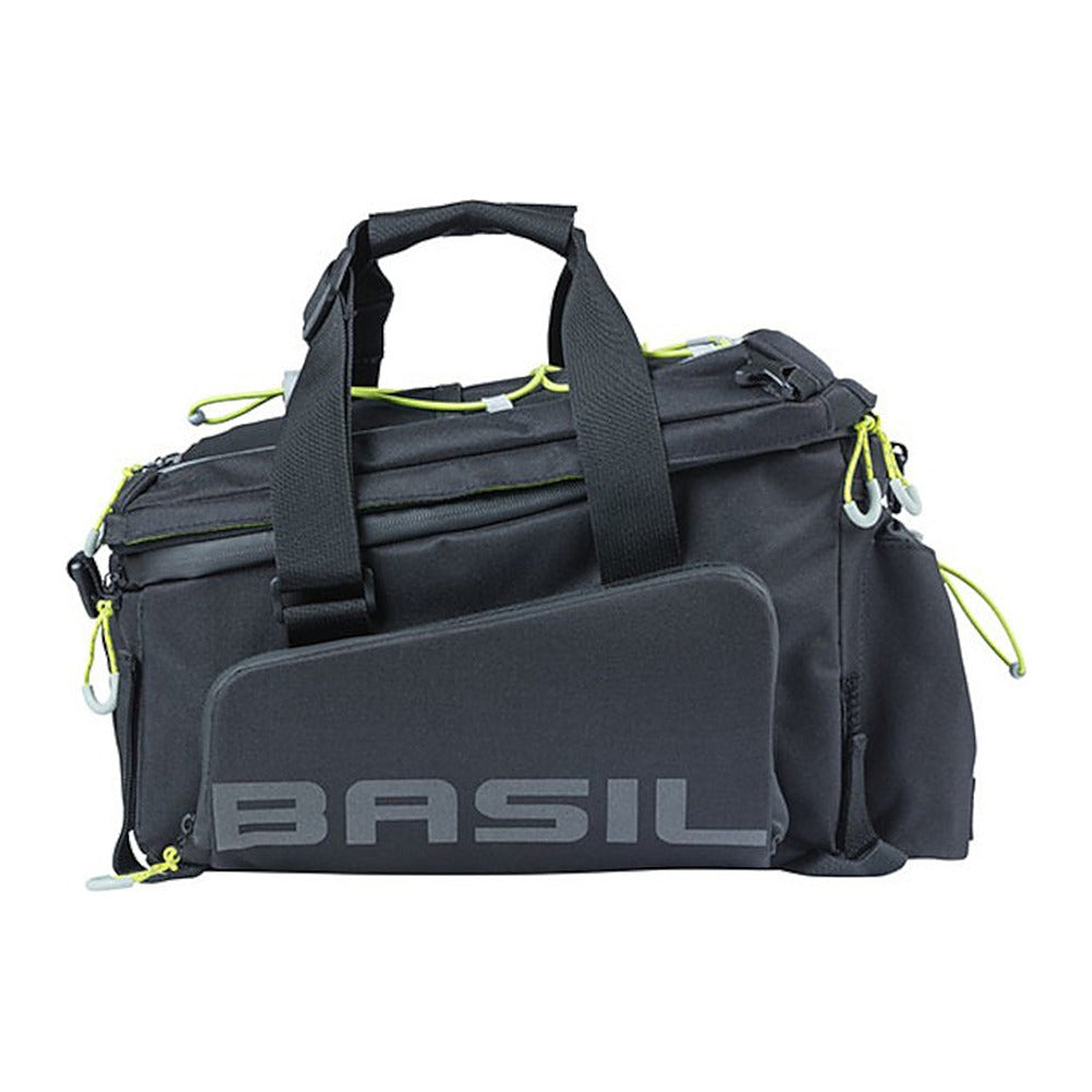 Sacoche porte-bagages vélo Basil Miles XL Pro MIK 9-36 L coloris Black Lime – extensions deployees