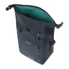 Sacoche vélo arrière Basil Rivo M MIK Hooks 15 L coloris Noir – fermeture roll-top ouverte