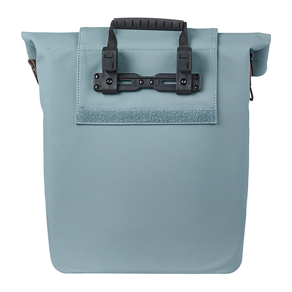 Sacoche vélo Basil City Shopper MIK Hooks 16 L coloris Graphite Blue – dos et crochets MIK Hooks