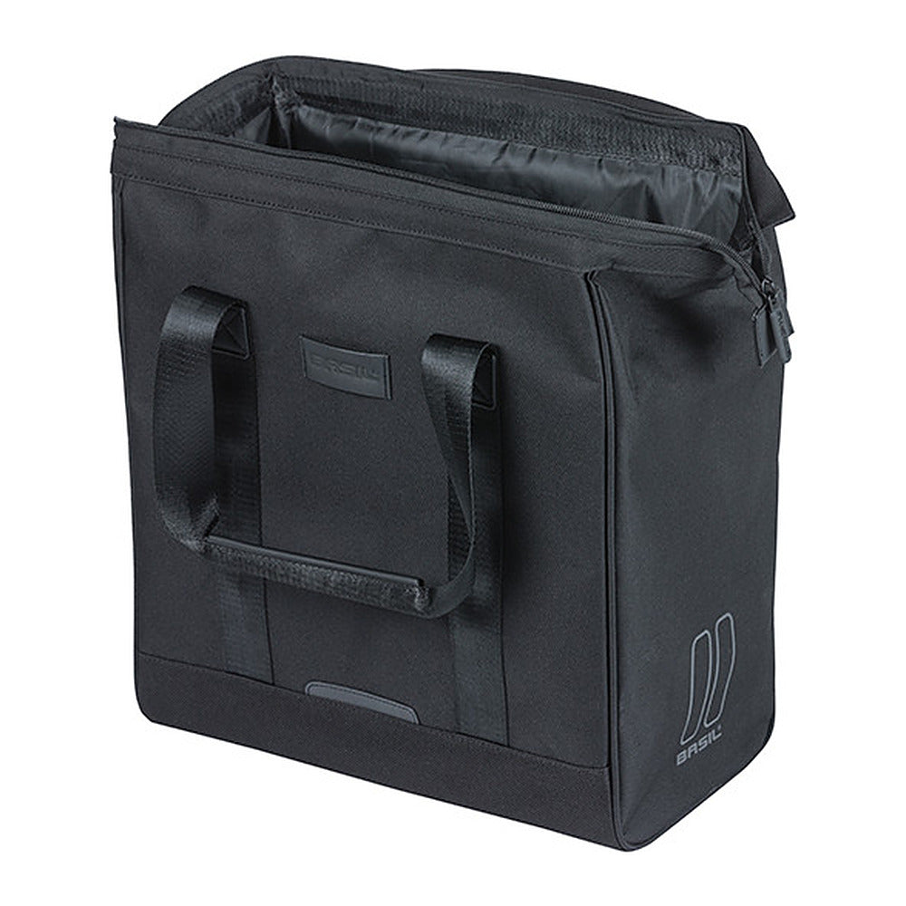 Sacoche vélo Basil Grand Shopper MIK Hooks 23 L coloris Noir – vue de profil