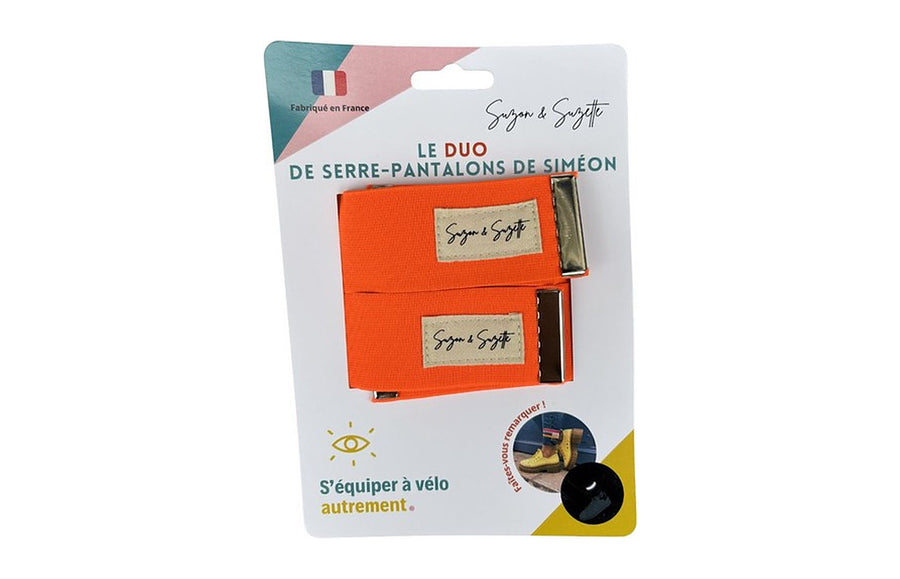 Lot de deux serre-pantalons Simeon orange fluo