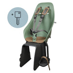 Siège vélo enfant arrière Urban Iki - Ta-ke porte-bagage coloris Vert/Marron sur fond blanc