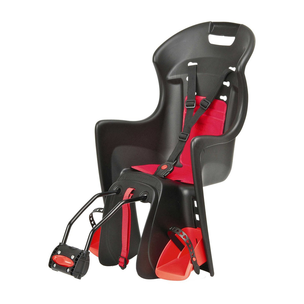 Siège vélo enfant arrière Polisport Boodie fixation cadre noir et rouge