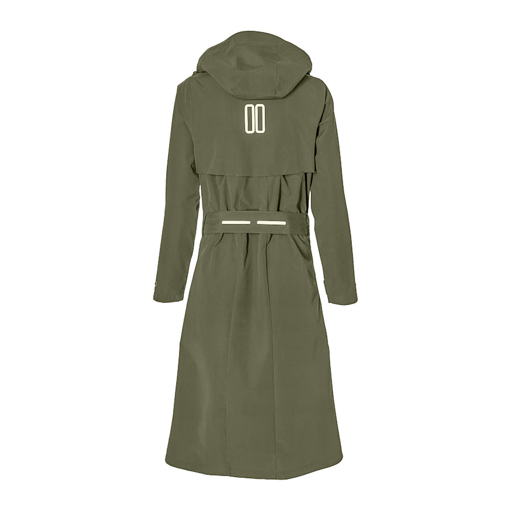 Trench-coat de pluie vélo Basil Mosse femme coloris Vert Olive - vue de dos