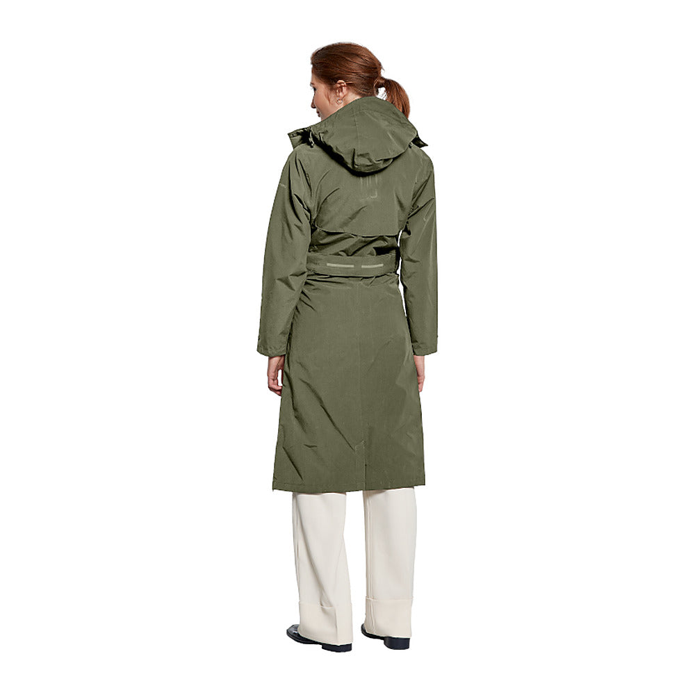 Trench-coat de pluie vélo Basil Mosse femme coloris Vert Olive - portee de dos