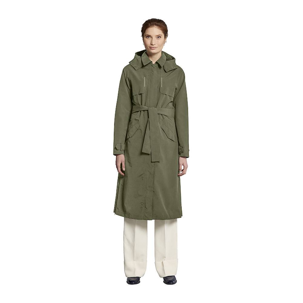 Trench-coat de pluie vélo Basil Mosse femme coloris Vert Olive - portee de face