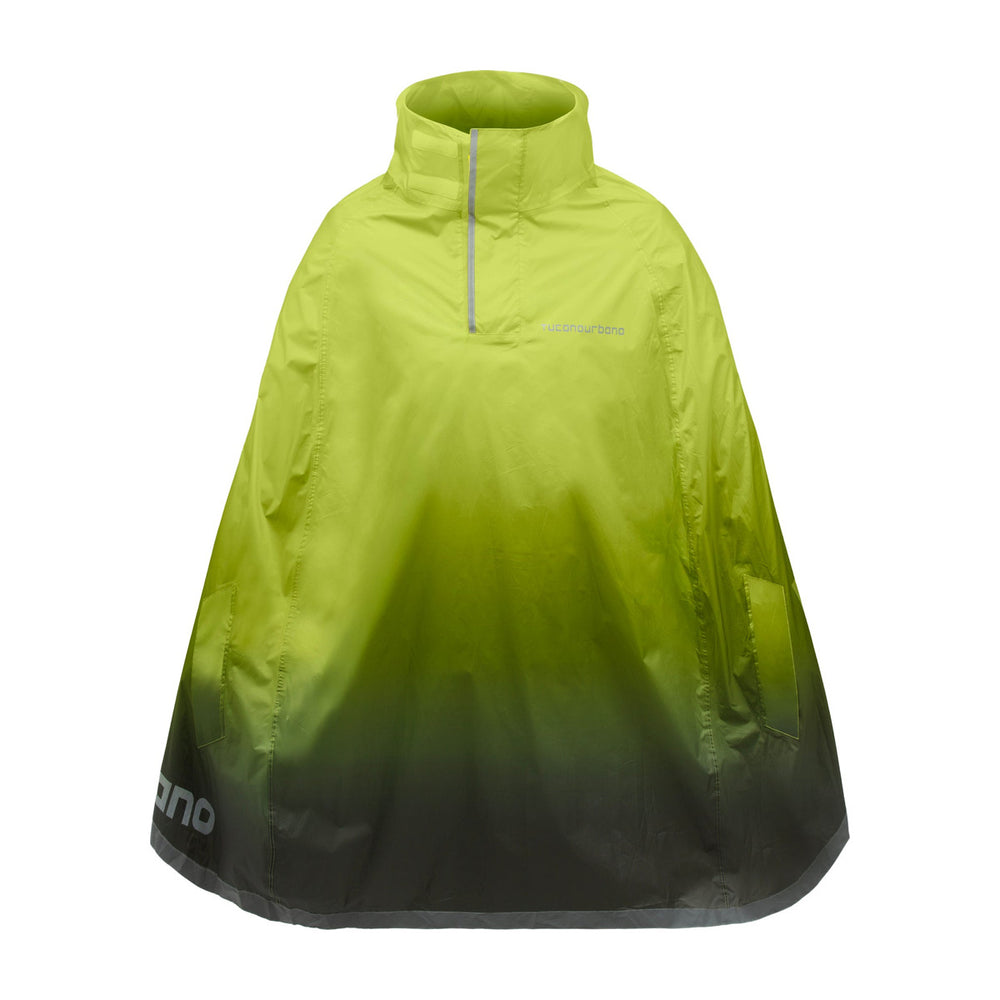 Cape de pluie vélo Tucano Urbano Garibaldina Zeta Color jaune fluo et anthracite, vue de face sur fond blanc