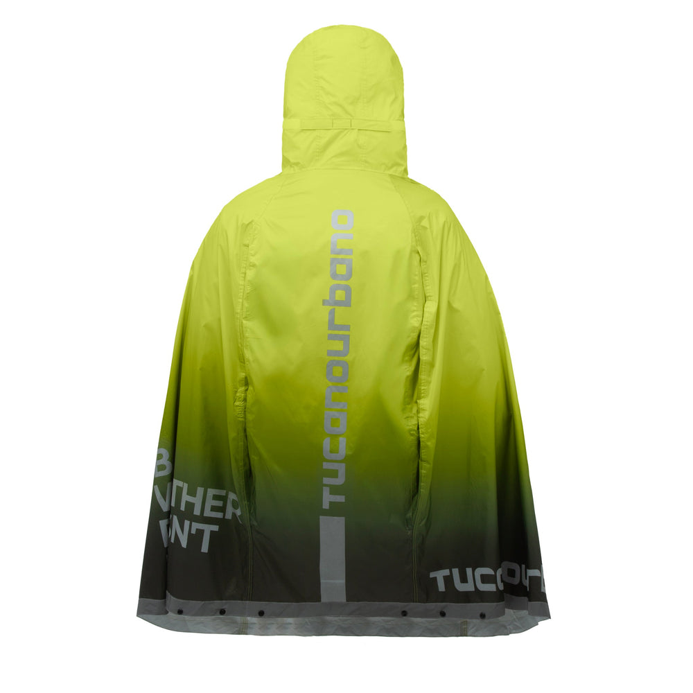 Cape de pluie vélo Tucano Urbano Garibaldina Zeta Color jaune fluo et anthracite, vue de dos