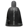 Cape de pluie vélo Tucano Urbano Garibaldina Zeta noire, vue de dos avec logo réfléchissant