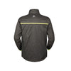 Anorak de pluie vélo Tucano Urbano Nano Rain Alpha Hydroscud gris anthracite, vue de dos avec bande fluo