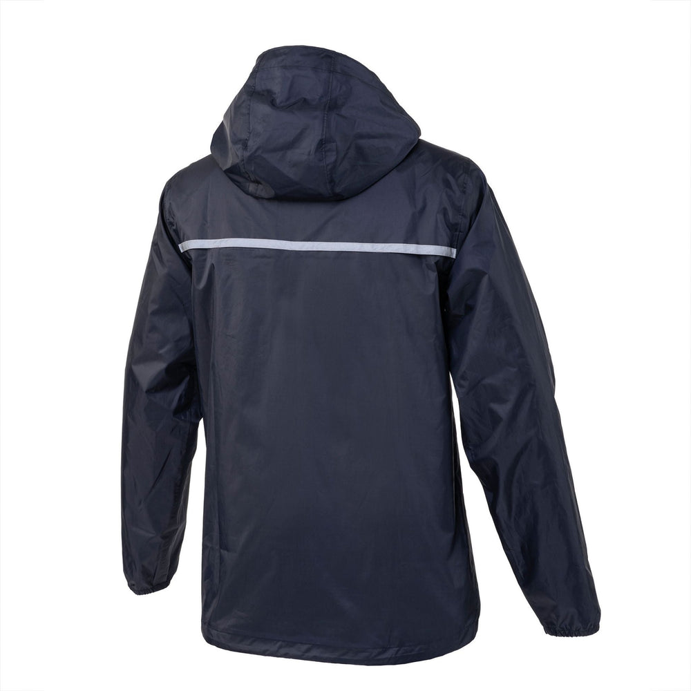 Veste de pluie vélo Tucano Urbano Nano Rain Start Hydroscud bleu foncé, vue de dos avec bande réfléchissante