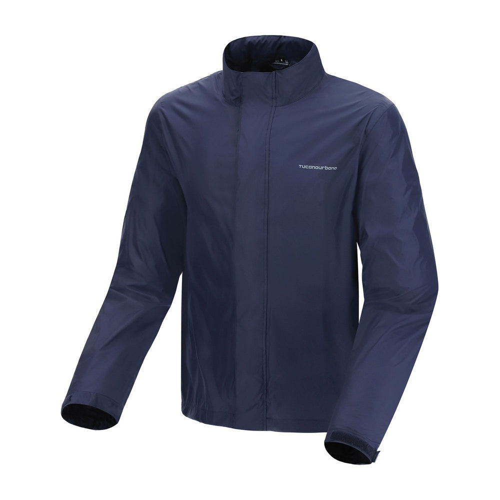 Veste de pluie vélo Tucano Urbano Nano Rain Zeta Hydroscud bleu foncé, vue de face sur fond blanc