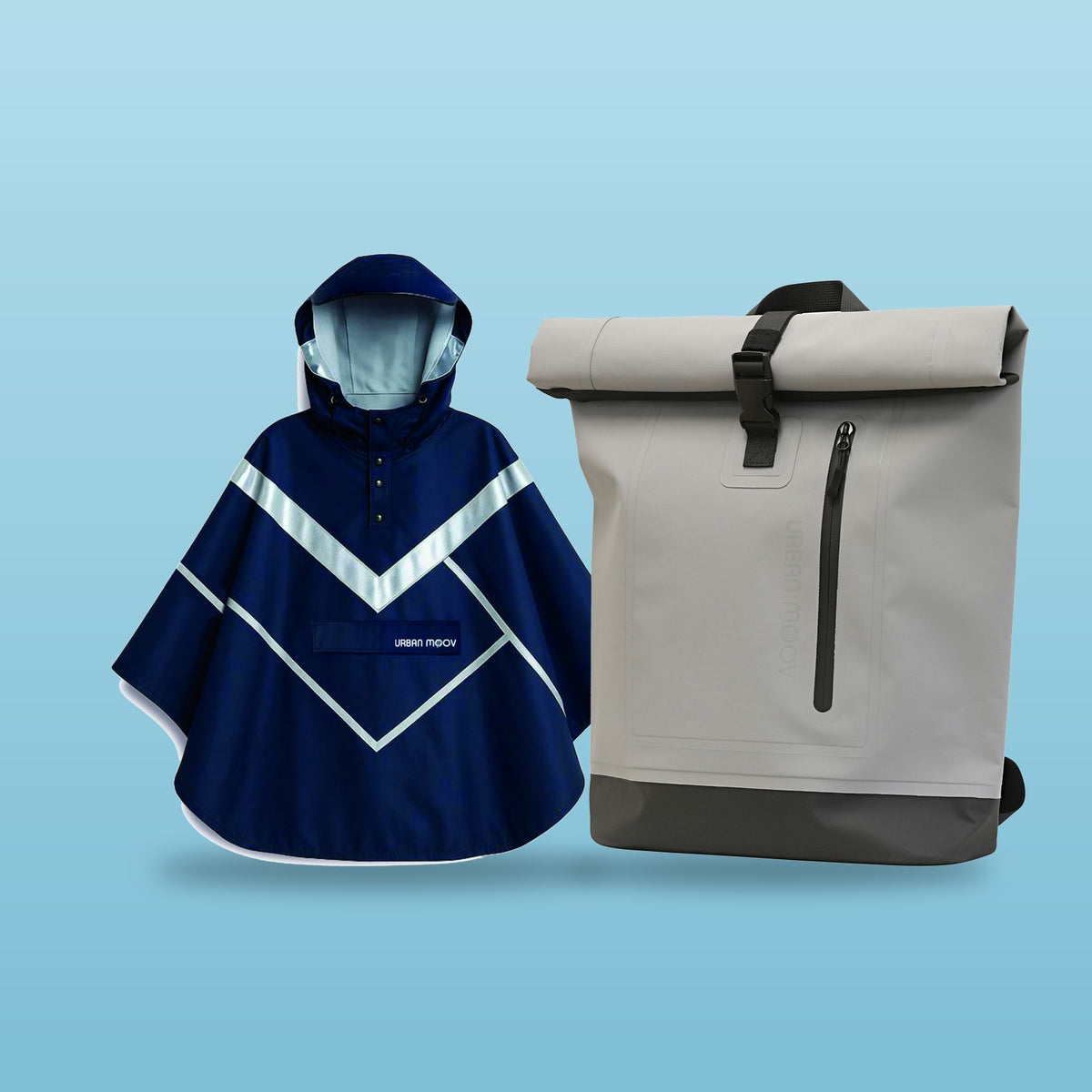 Poncho de pluie réfléchissant et sac à dos imperméable Urban Moov pour le vélo en ville