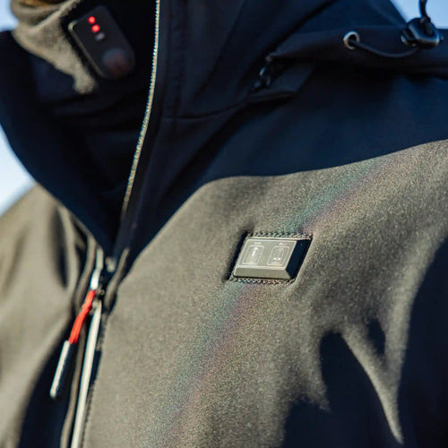 Veste softshell chauffante G-Heat, détail du bouton de chauffe