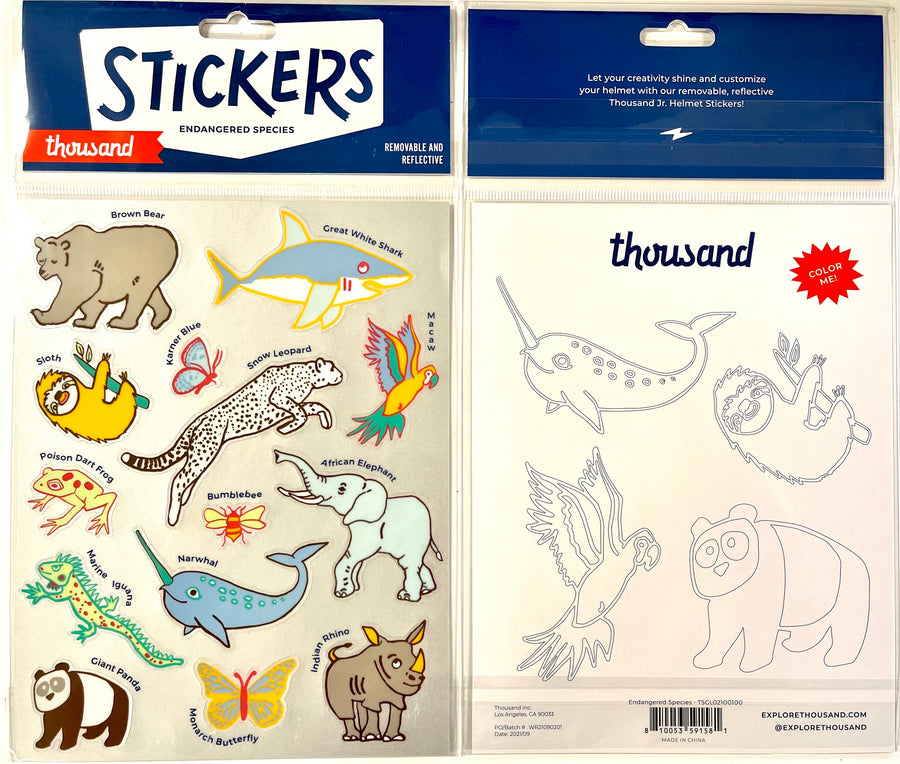 Thousand Jr. Endangered Spices Child Removable Reflective Sticker Pack