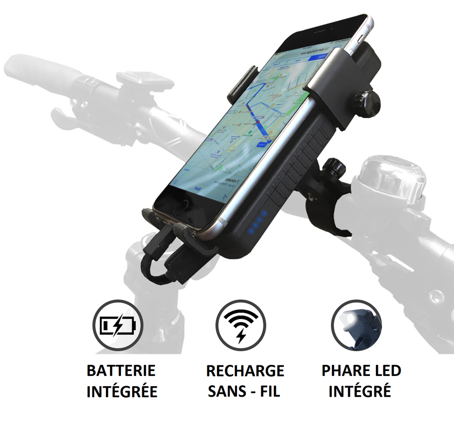 Phone holder with built-in battery Cyclotron Sunslice